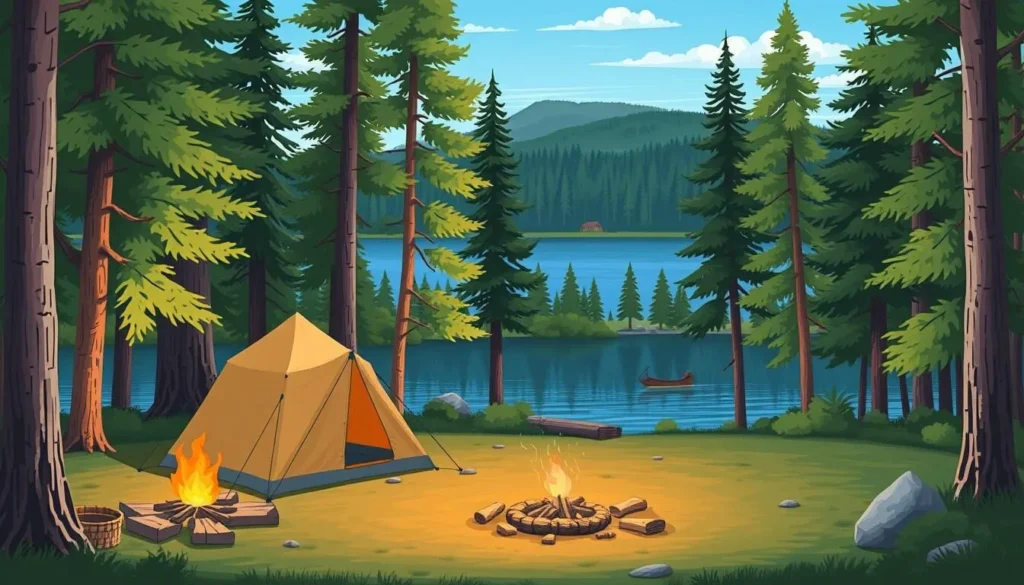 Image of a serene campsite at Lake O'Neill Campground