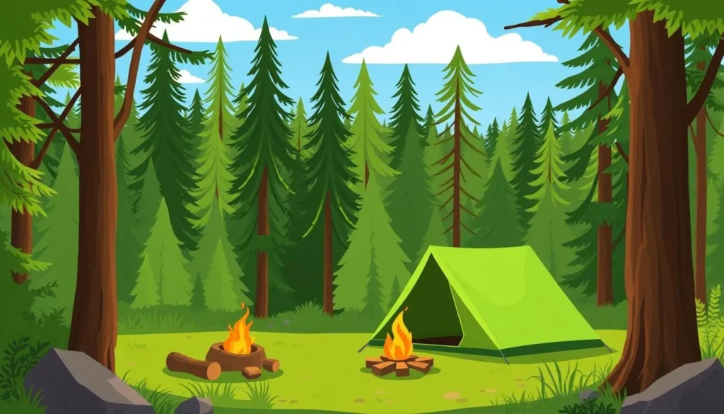 Image of a serene campsite at Stockton State Park