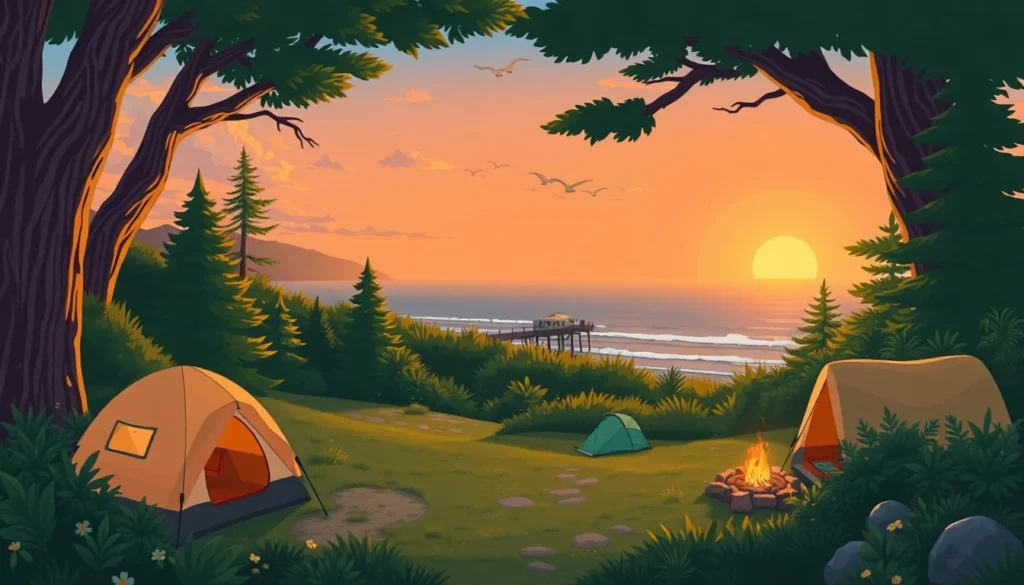 Image of a serene campsite in the Lost Coast