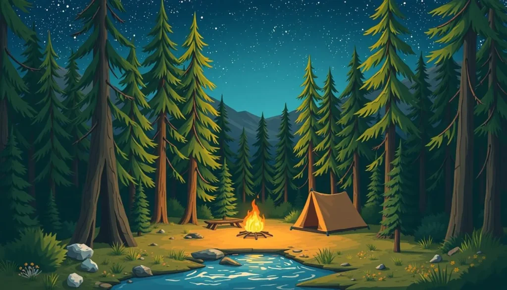 Image of a serene campsite in the Northern Sierra