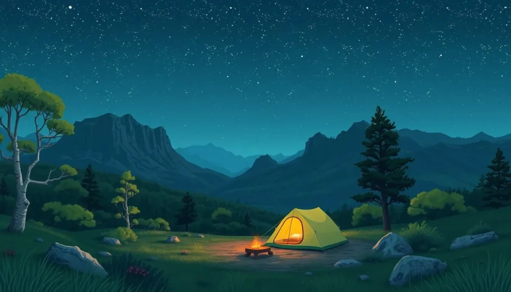 Image of a serene campsite in the Peninsular Ranges