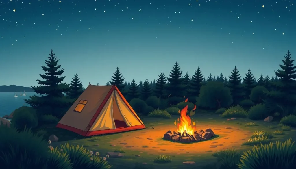 Image of a serene campsite on Portsmouth Island