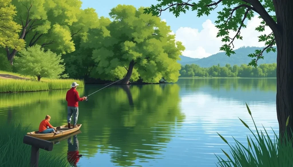 Image of a serene fishing spot at Lake Chabot