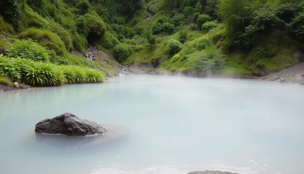 Image of a serene hot spring surrounded by natural beauty
