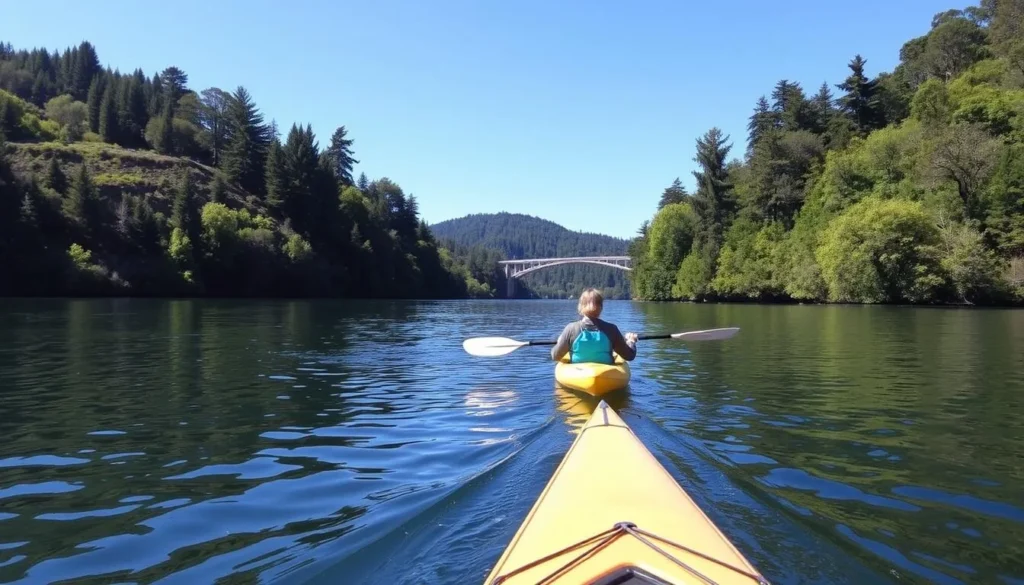 Image of a serene kayaking experience on Lake Chabot