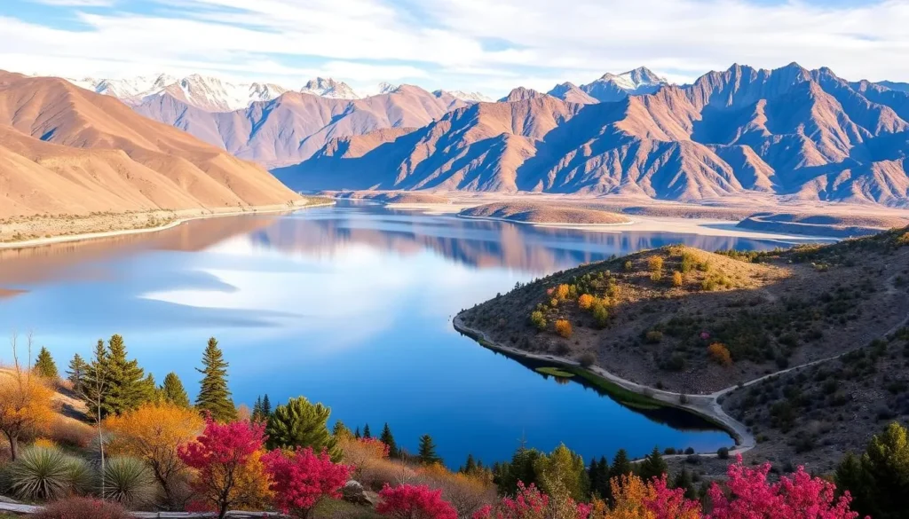 Image of a serene lake in the Inyo Mountains with mountains in the background