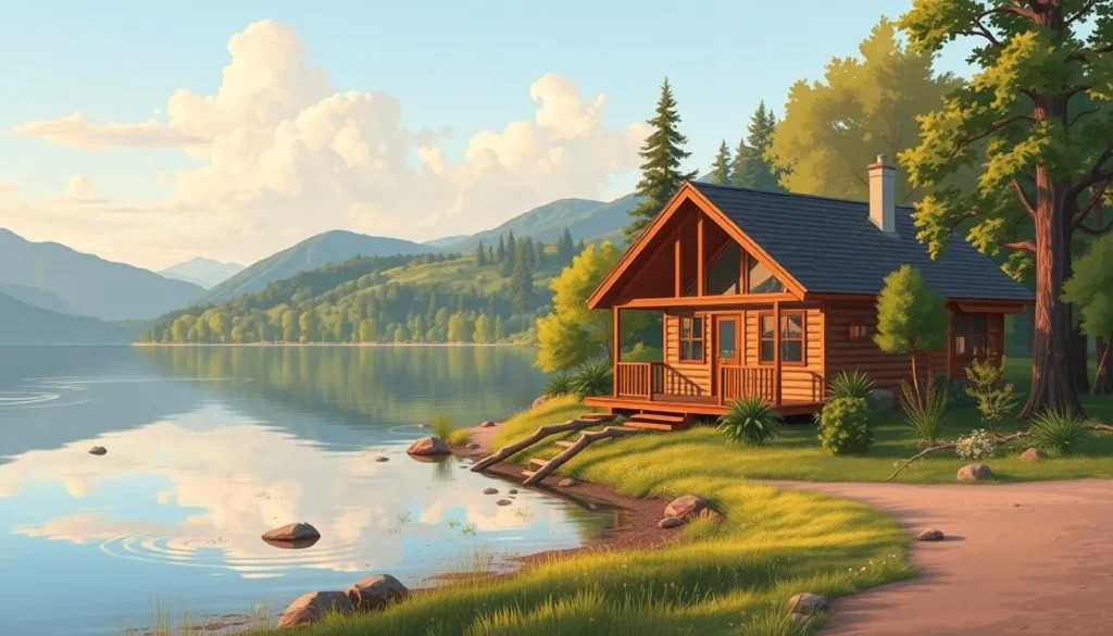 Image of a serene lakeside cabin near Lake Cachuma