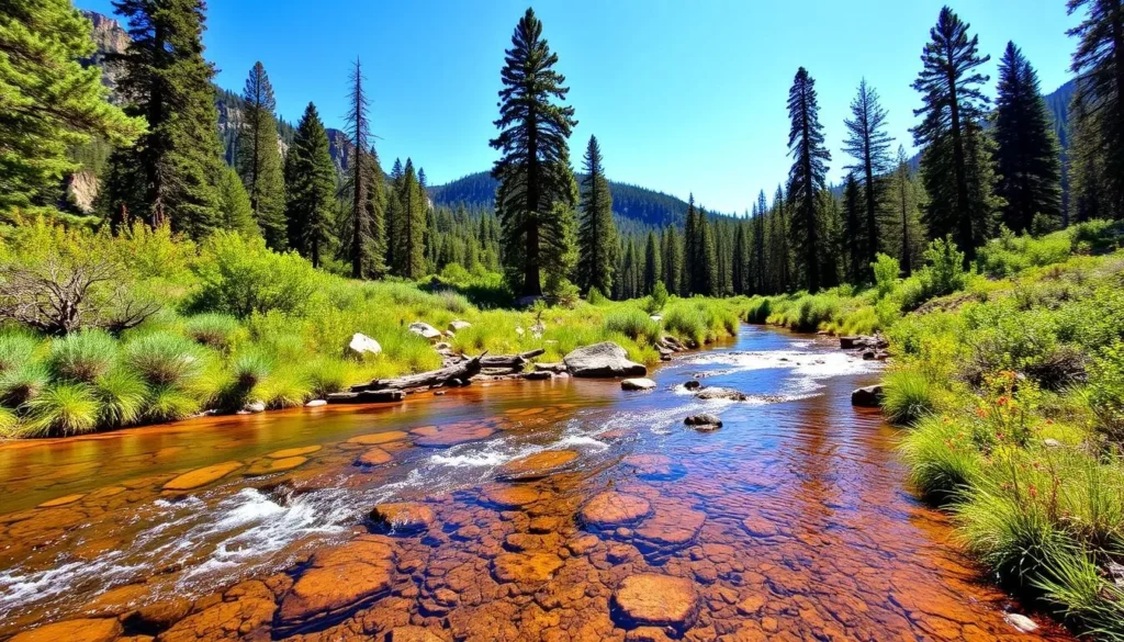 Image of a serene mountain stream in Sequoia National Park