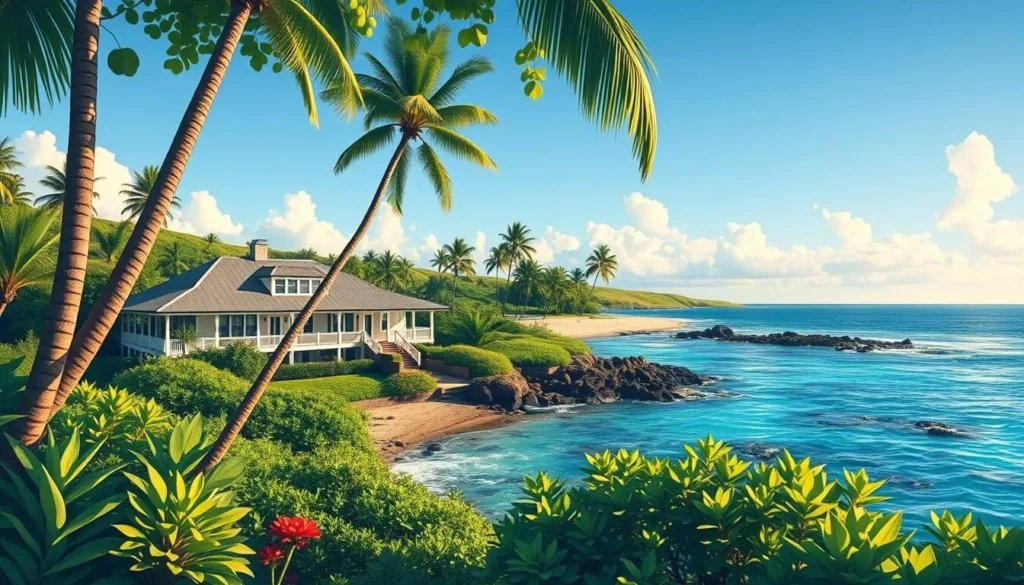 Image of a serene oceanfront hotel on Molokai