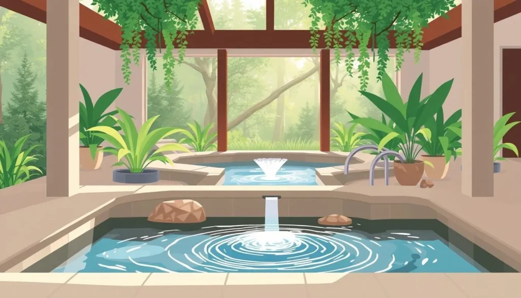 Image of a serene spa setting in Ashland, Oregon, with a tranquil water feature.