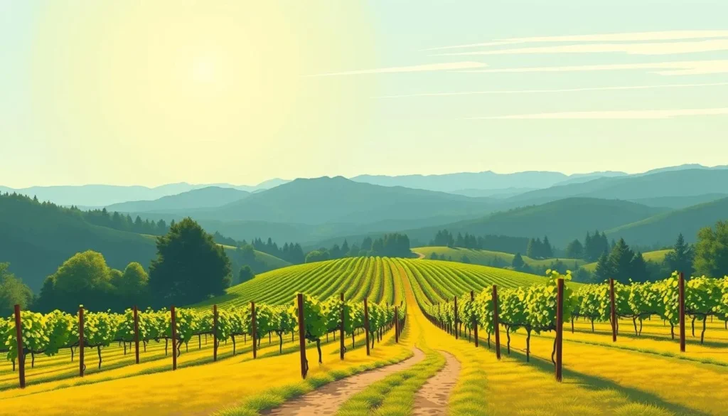 Image of a serene vineyard in the Sierra Foothills during a sunny day