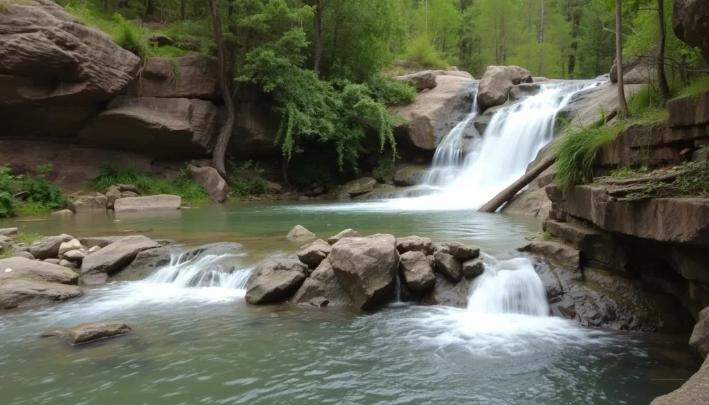 Image of a serene waterfall near Spanish Flat Reservoir