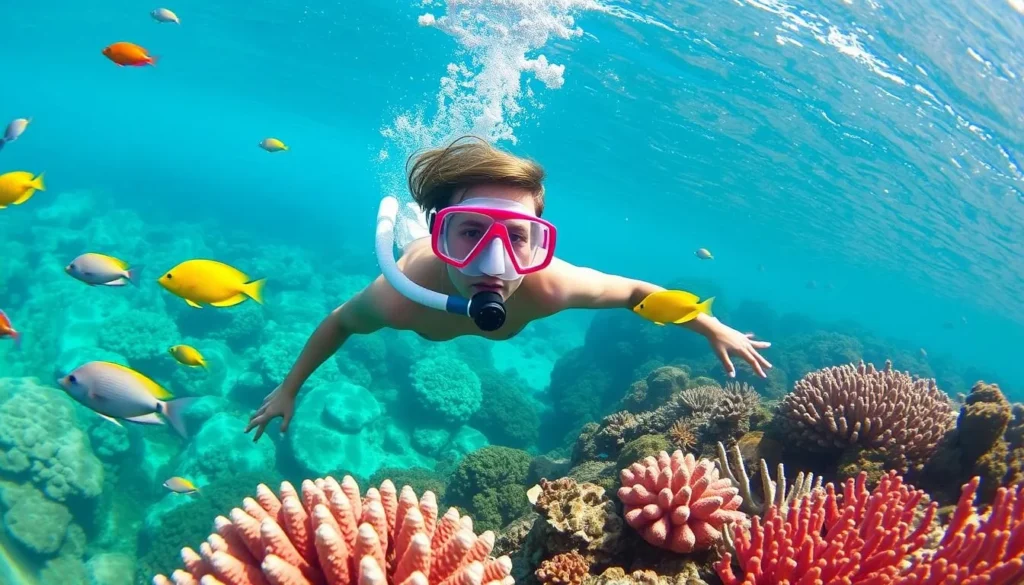 Image of a snorkeler at Lydgate Beach Park