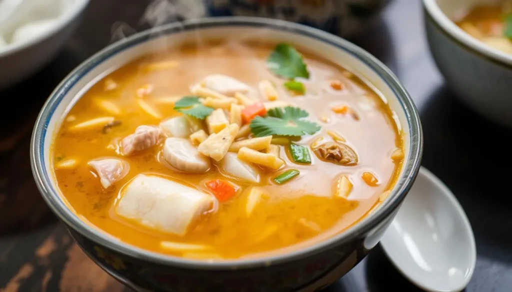 Image of a steaming bowl of Bánh Đa Cua