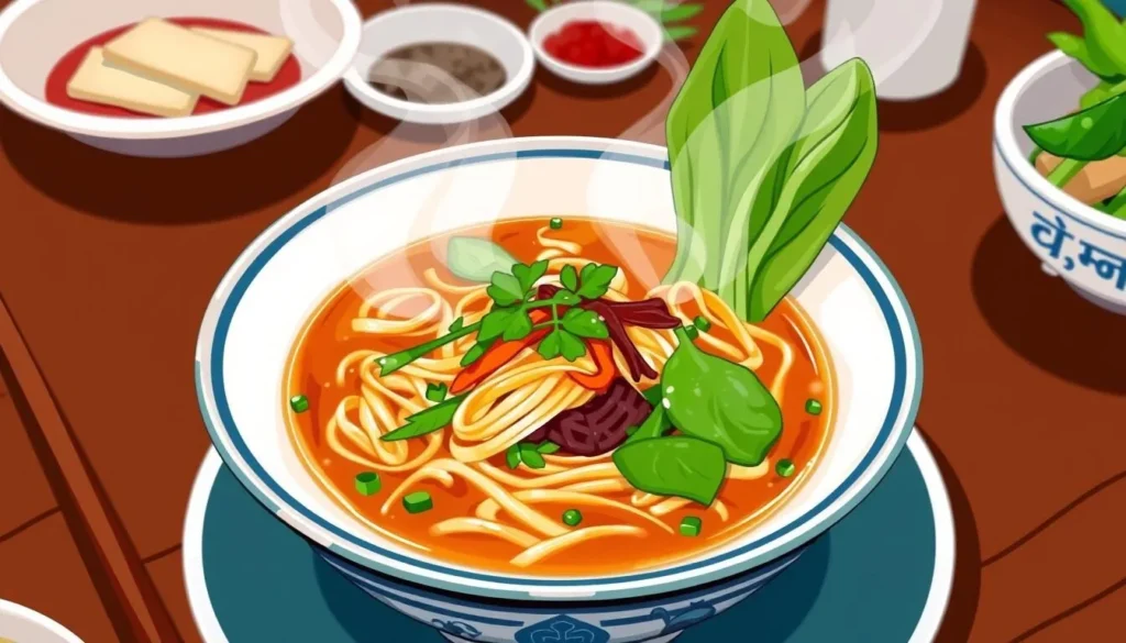 Image of a steaming bowl of Thai boat noodles