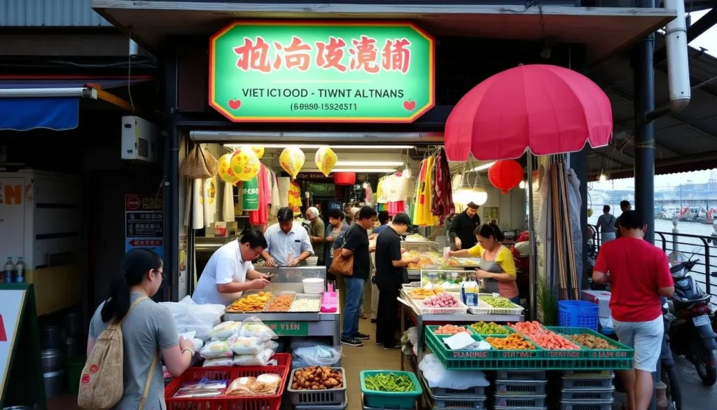 Image of a street food stall at Ninh Kieu Wharf