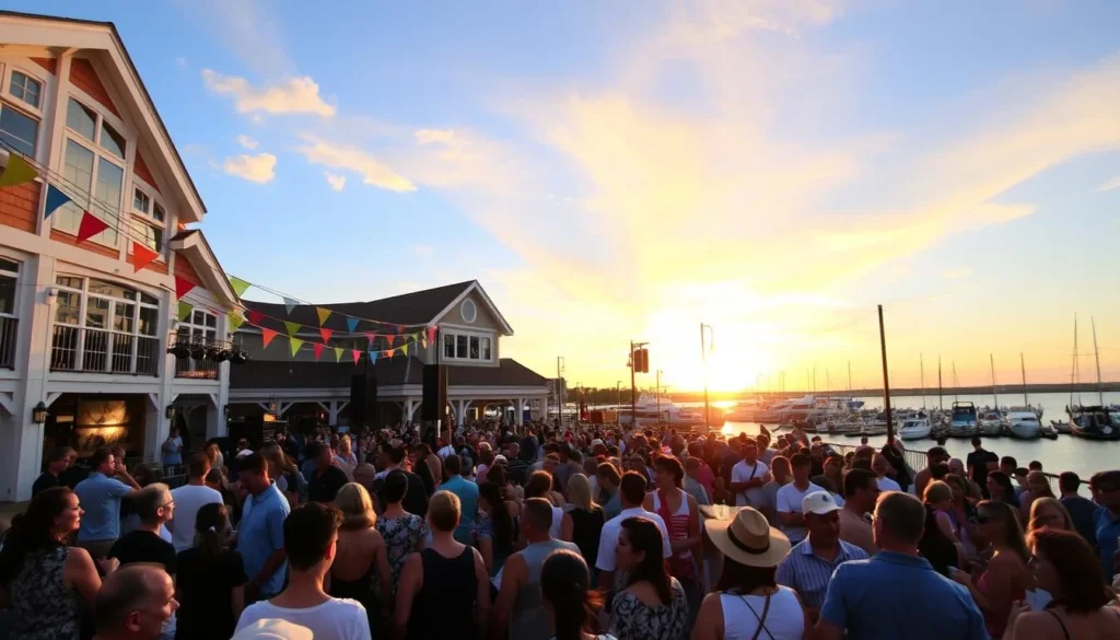 Image of a summer concert at HarborWalk Village