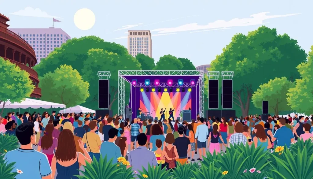 Image of a summer concert at Yerba Buena Gardens