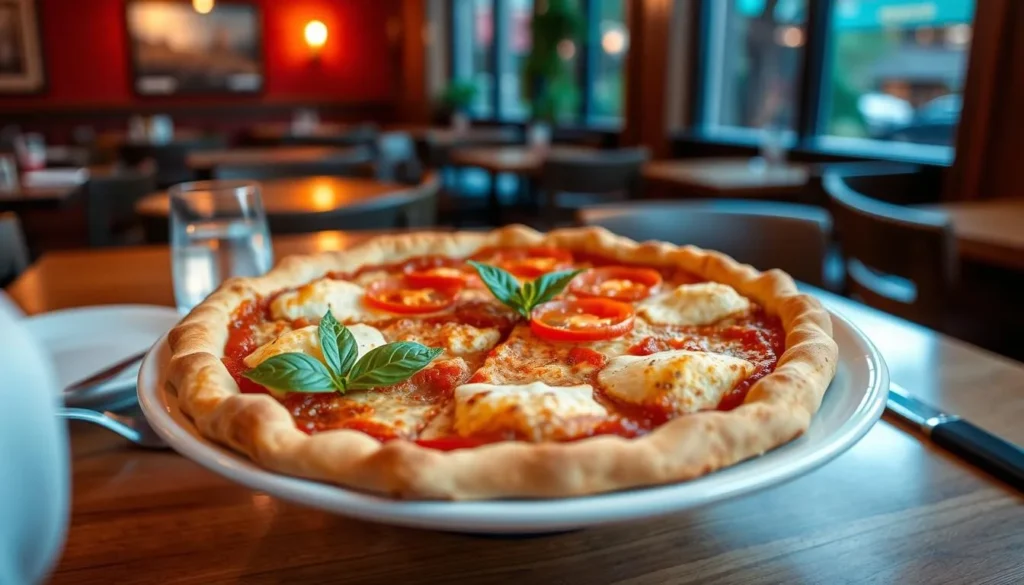 Image of a tomato pie being served at a restaurant in Trenton