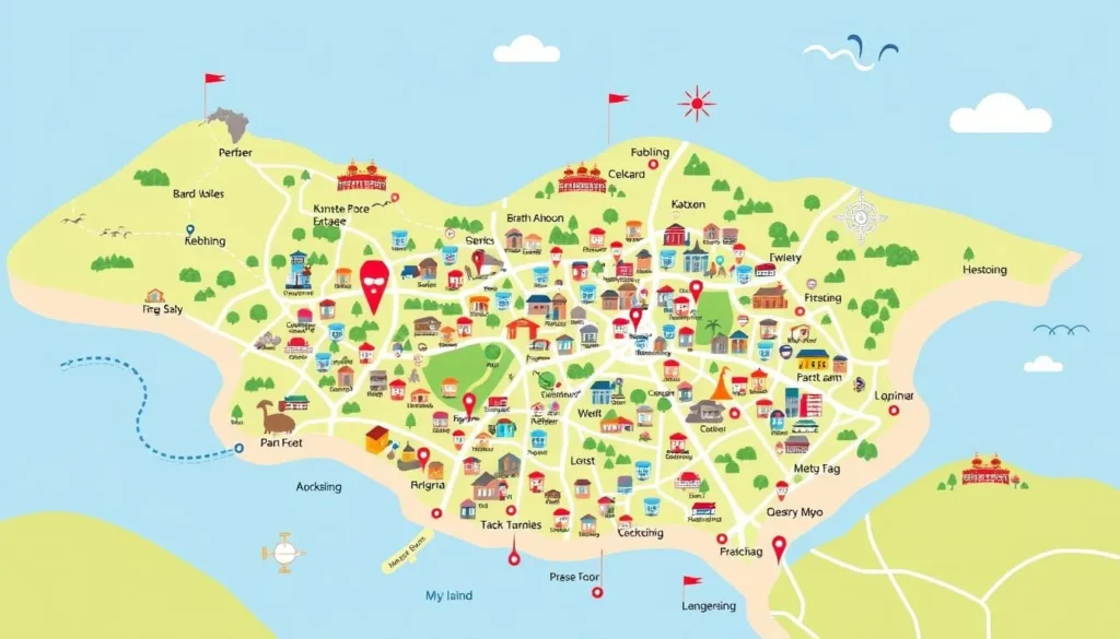 Image of a tourist map of Daejon, South Korea, highlighting major attractions.