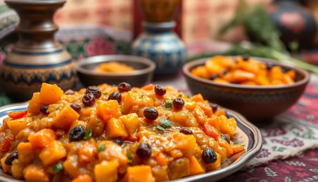 Image of a traditional Afghan dish, such as Qabili Palau