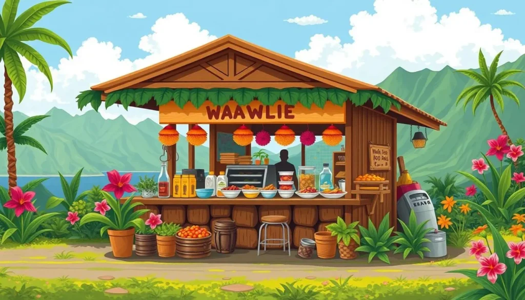 Image of a traditional Hawaiian food stand along the Road to Hana