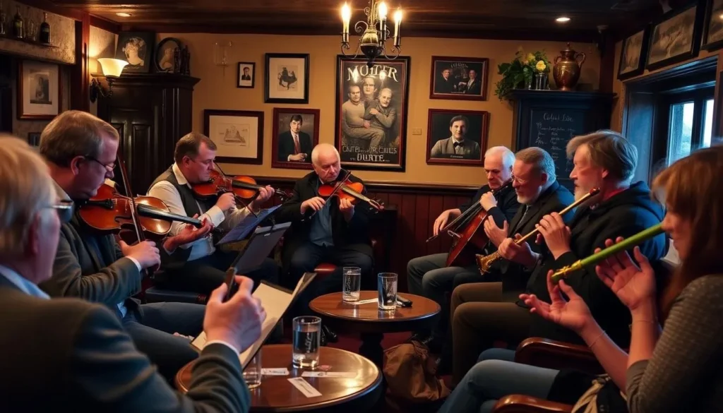 Image of a traditional Irish music session in Ulster