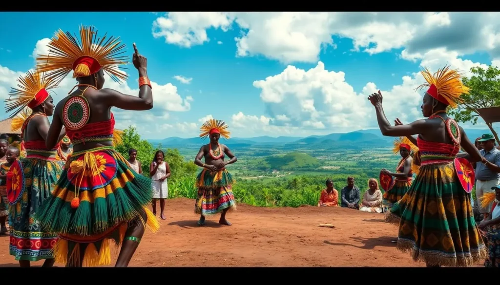 Image of a traditional Ituri cultural dance performance in Bunia, Democratic Republic of the Congo