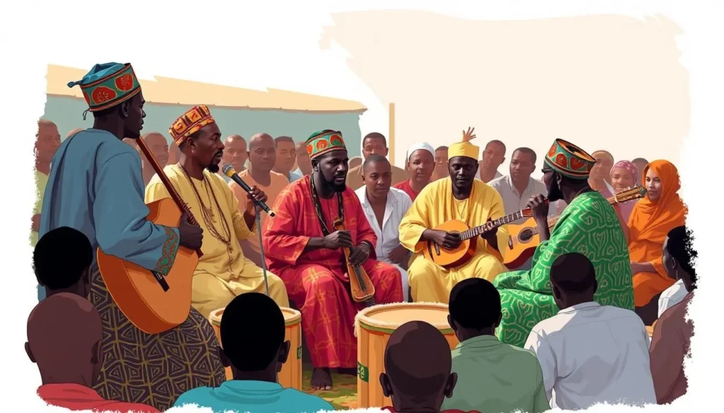 Image of a traditional Kanuri music performance in Maiduguri
