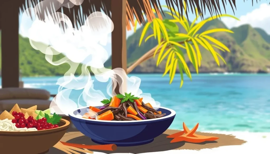 Image of a traditional Polynesian dish being prepared on Tetiaroa Island