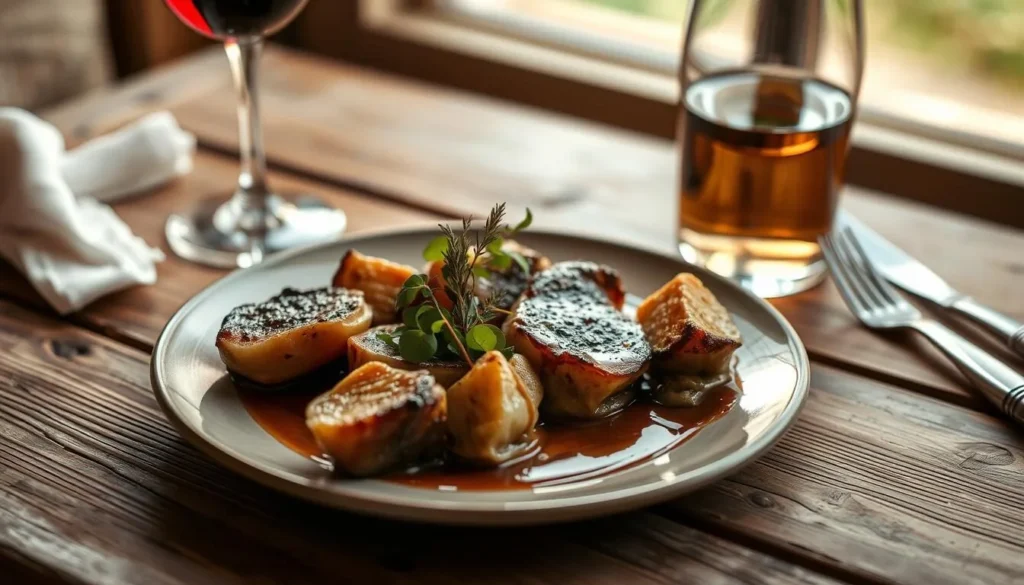 Image of a traditional Vaud dish with a glass of wine