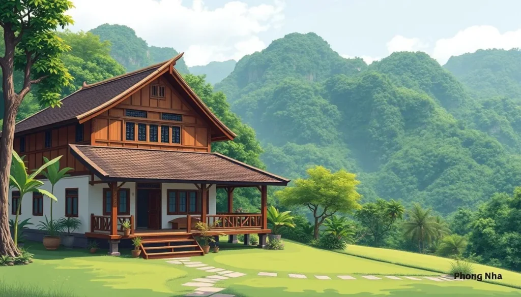 Image of a traditional Vietnamese homestay in Phong Nha