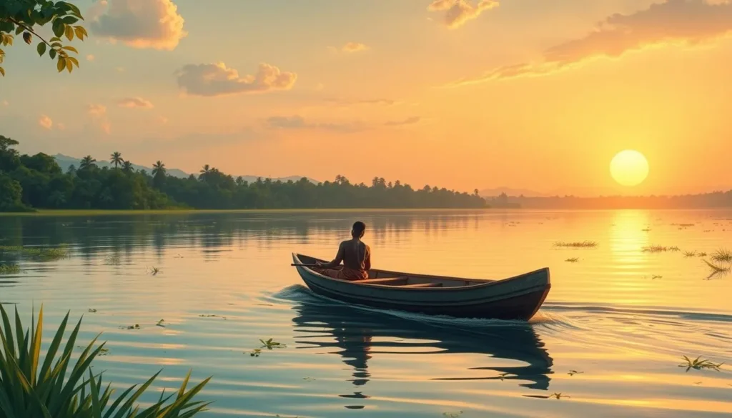 Image of a traditional pirogue on the Congo River