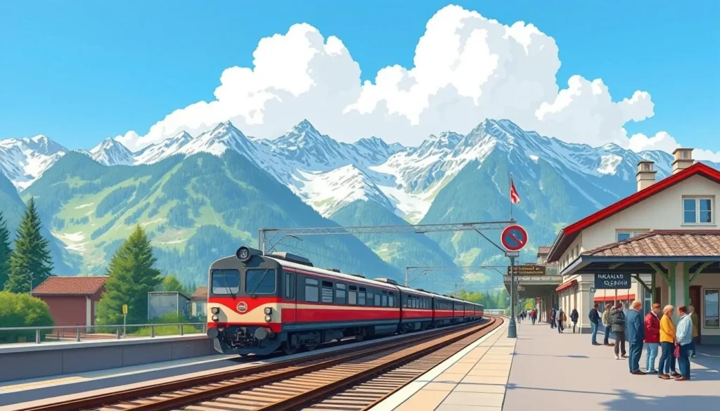 Image of a train arriving at Gstaad station