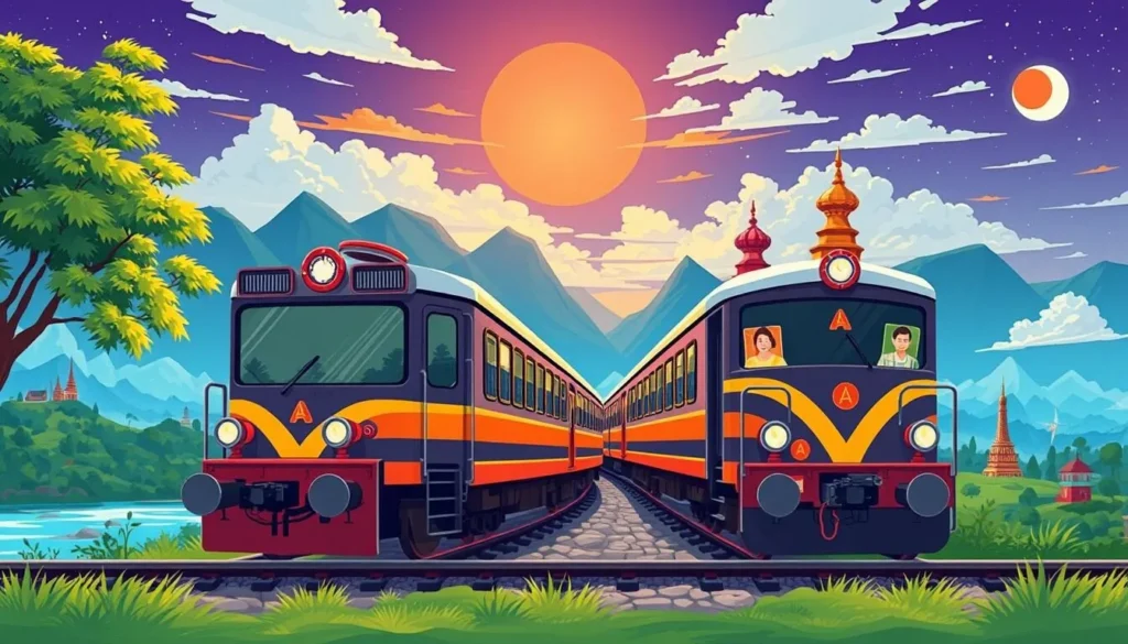 Image of a train traveling from Bangkok to Nakhon Ratchasima