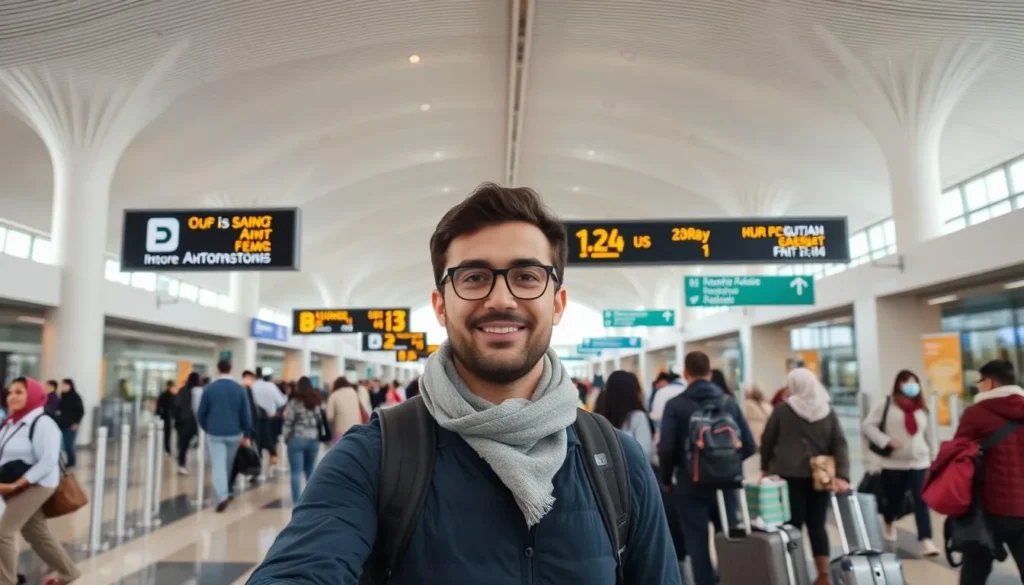 Image of a traveler at Ashgabat International Airport