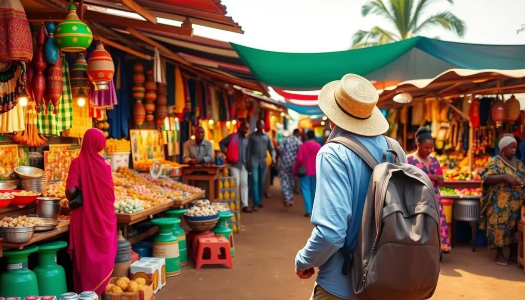 Image of a traveler in Bobo-Dioulasso's market