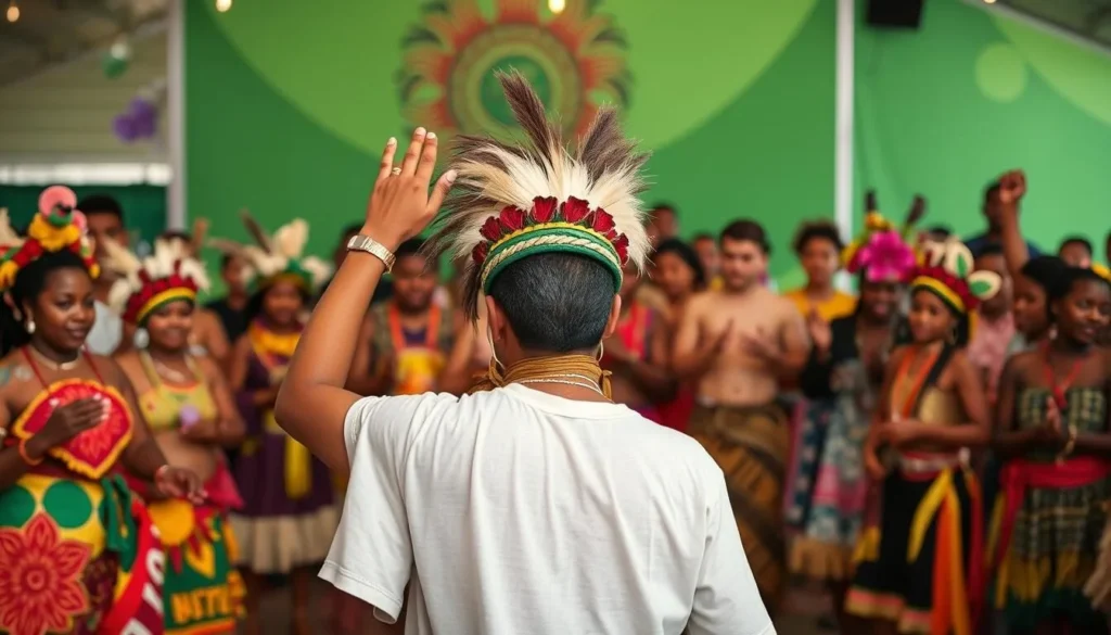 Image of a vibrant Festival of Pacific Arts performance in the Solomon Islands