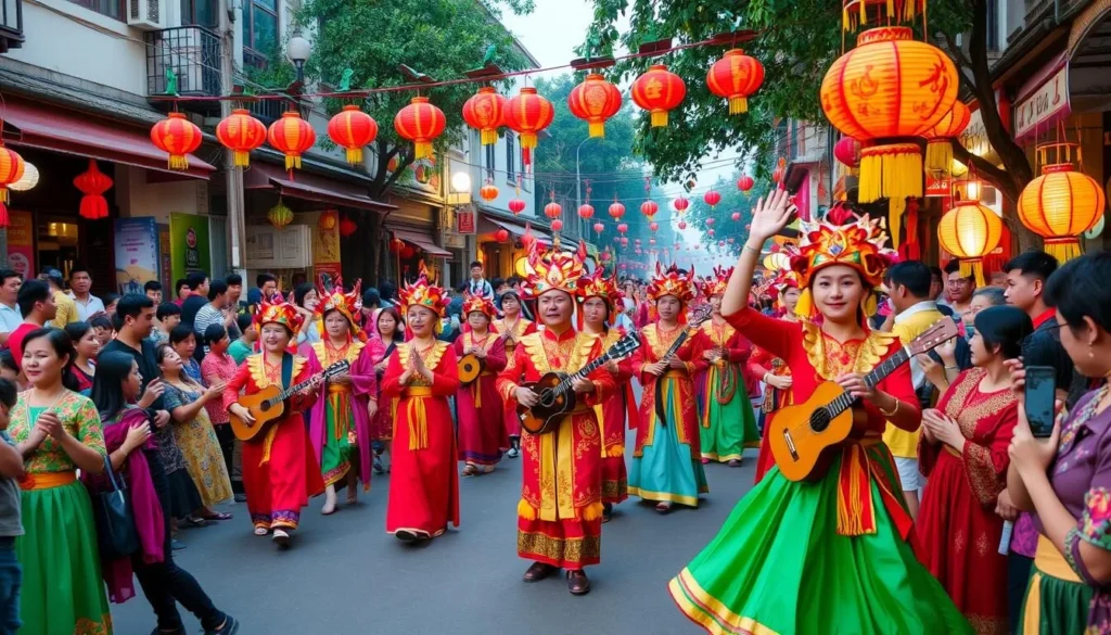 Image of a vibrant Giong Festival celebration in Hanoi, Vietnam
