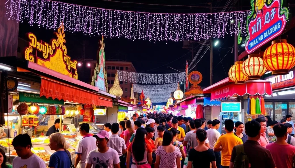 Image of a vibrant Thai night market