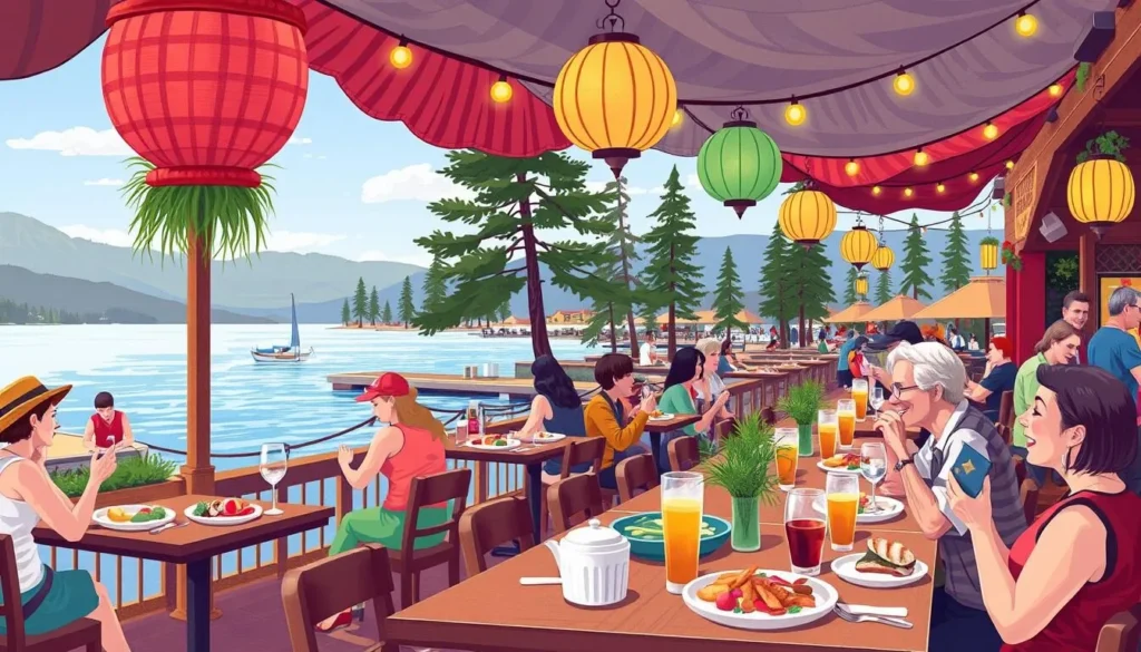 Image of a vibrant dining scene in South Lake Tahoe