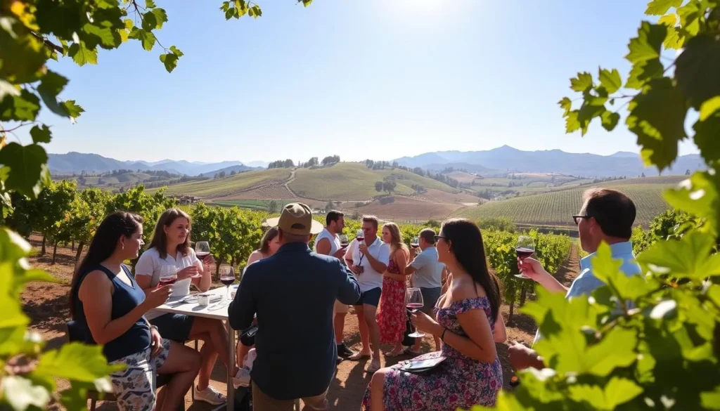 Image of a vineyard in Aguascalientes with a wine tasting session