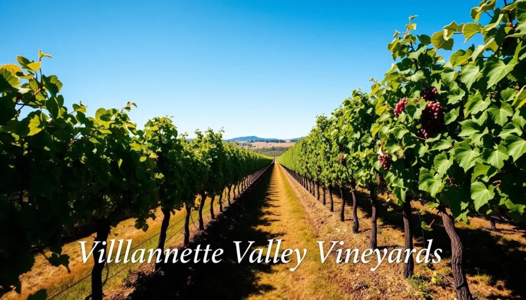 Image of a vineyard in the Willamette Valley with a caption: "Willamette Valley Vineyards"