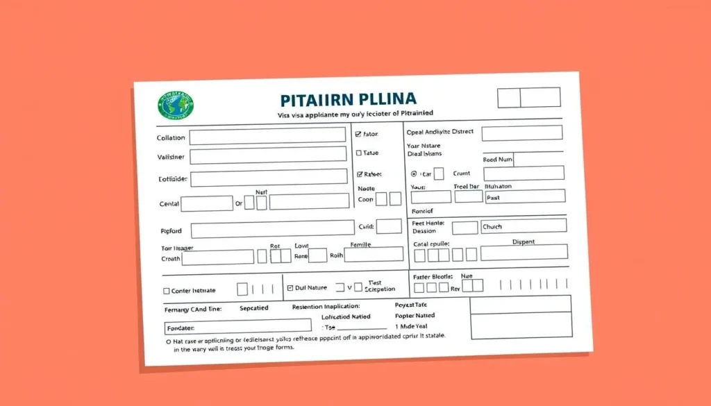Image of a visa application form for Pitcairn Island
