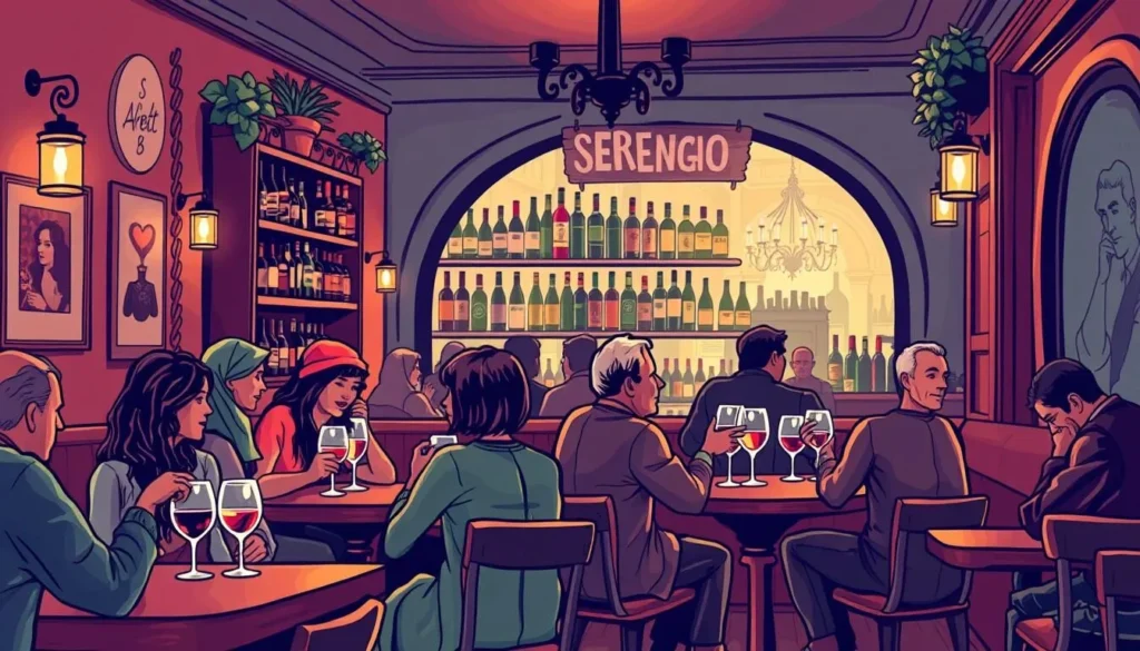 Image of a wine bar in Seregno with locals enjoying aperitivo