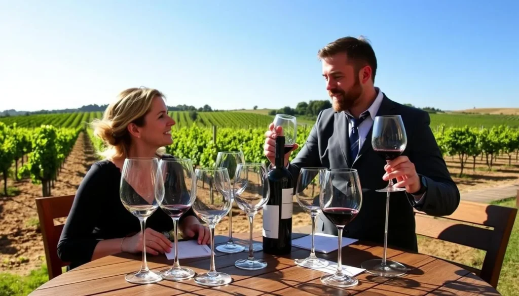 Image of a wine tasting experience at a Bordeaux winery