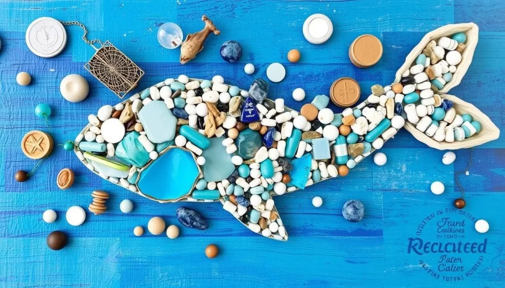 Image of an art piece created from recycled ocean materials at the Ocean Arts Festival