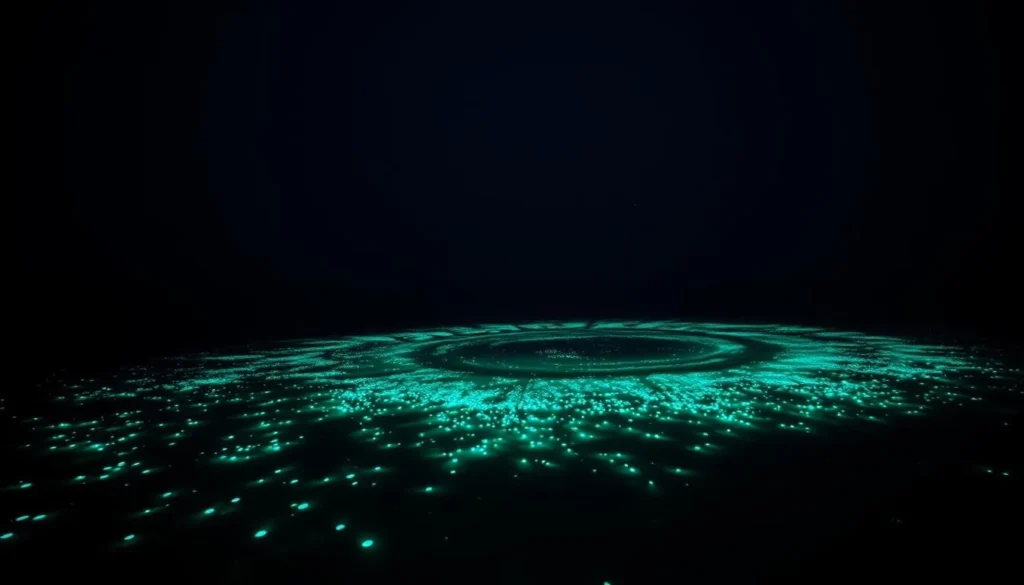 Image of bioluminescent plankton in the waters around Koh Rong Island at night