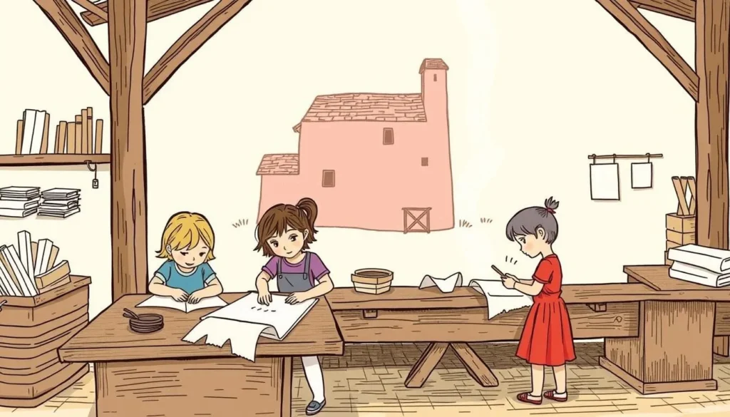 Image of children making paper at the Basel Paper Mill Museum