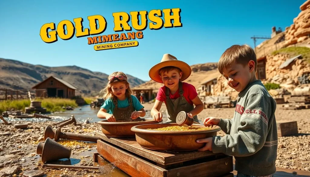 Image of children panning for gold at Gold Rush Mining Co.